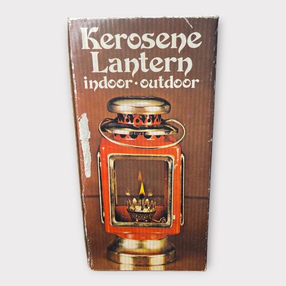 1979 Red & Brass Kerosene Lantern Indoor Outdoor NOS Holiday Christmas Décor - Picture 2 of 13